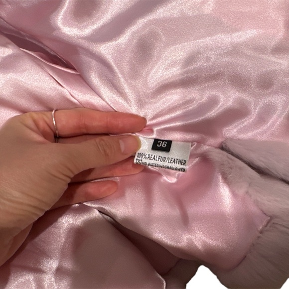 Lavender Fur Jacket Short Sleeve Size 36 - Picture 7 of 7